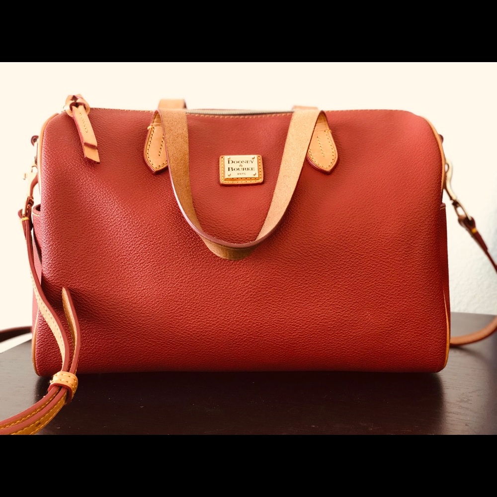 Dooney & Bourke Pebble Leather Olivia Satchel- Red